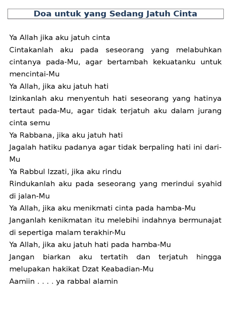 Doa Untuk Yang Sedang Jatuh Cinta