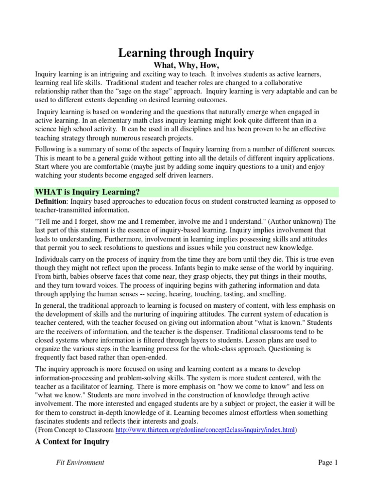 Understanding Inquiry-Based Learning | PDF | Inquiry Based Learning ...