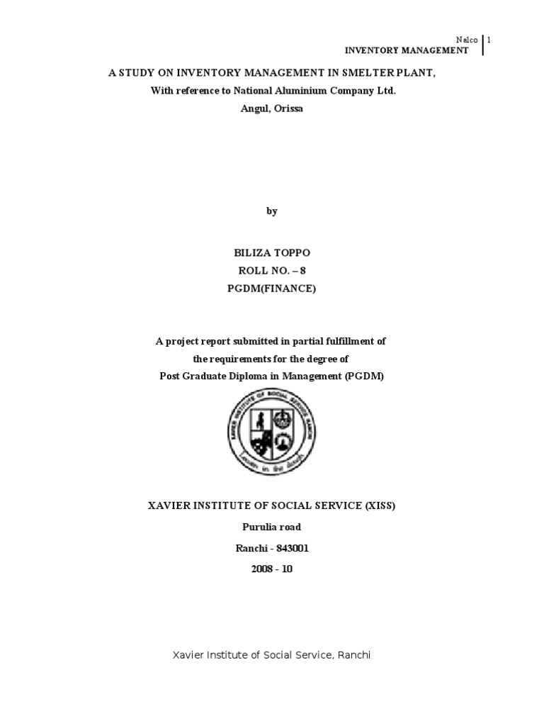 Inventory Management at Nalco Smelter | PDF | Inventory | Retail