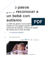 Ocho Pasos Para Reconocer a Un Bebé Con Autismo