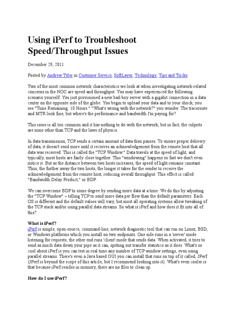 Troubleshooting Network Speed with iPerf | PDF | Transmission Control ...
