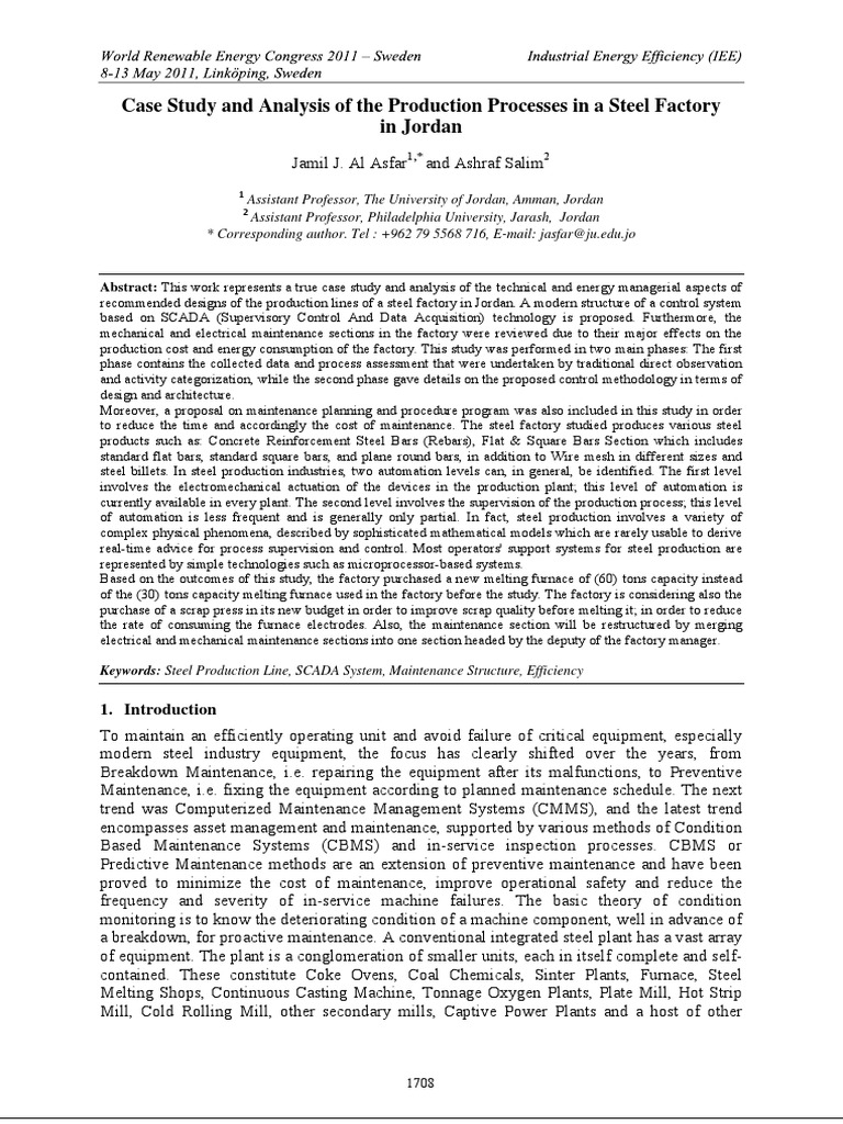 Steel Plant Case Study PDF Scrap Steelmaking