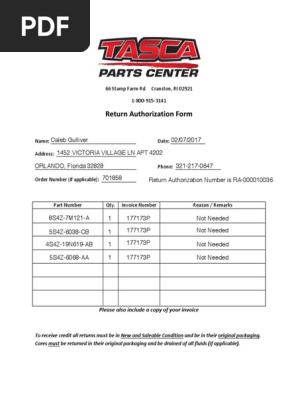 RMA FORM