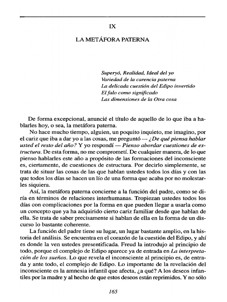 La metáfora paterna en Lacan | PDF | Complejo de Edipo | Carné de identidad