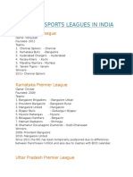 Various Sports Leagues in India