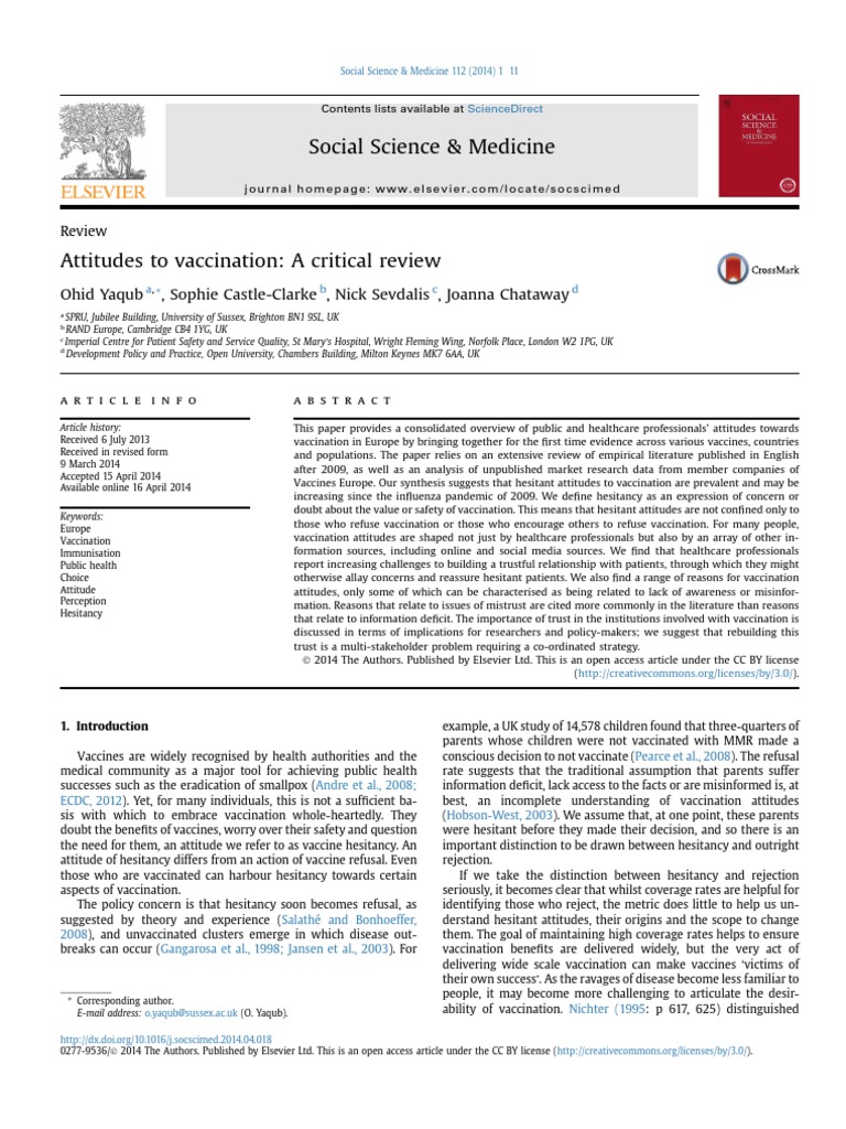 Attitudes Toward Vaccination | PDF | Vaccination | Health Professional
