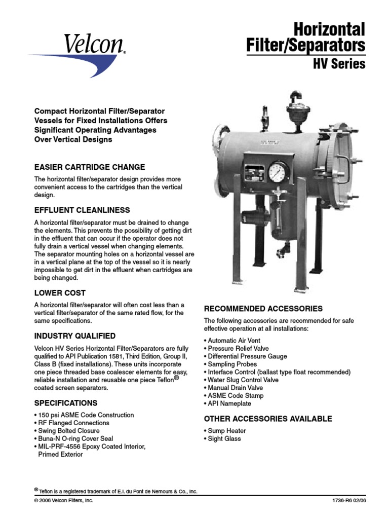 Esp. Tec. Filtro VH-1633 - VELCON PDF | PDF | Valve | Mechanical ...