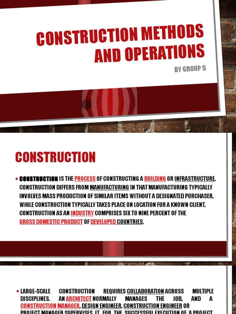 Group 5 Construction Methods and Operations | Download Free PDF ...
