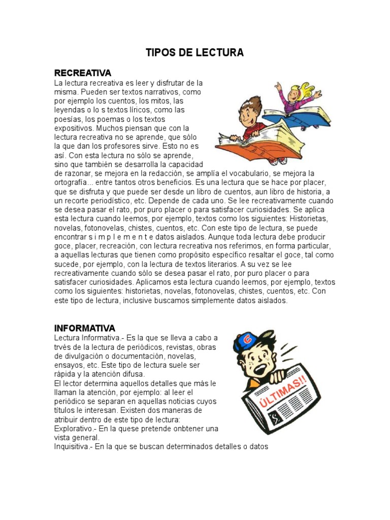 Tipos de Lectura Lectura (proceso) Novelas
