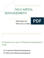 Working Capital Management: Prepared By:-Priyanka Gohil