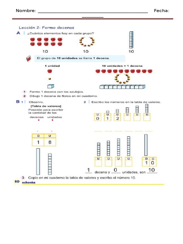 Formo Decenas para Primer Grado Primaria | PDF