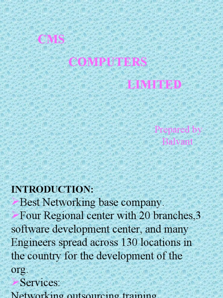 CMS Computers Limited: Networking Services Overview | PDF | Computer ...