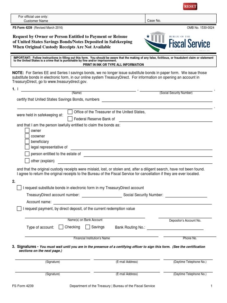 Request for U.S. Savings Bonds Reissue | PDF | Signature | Internal ...