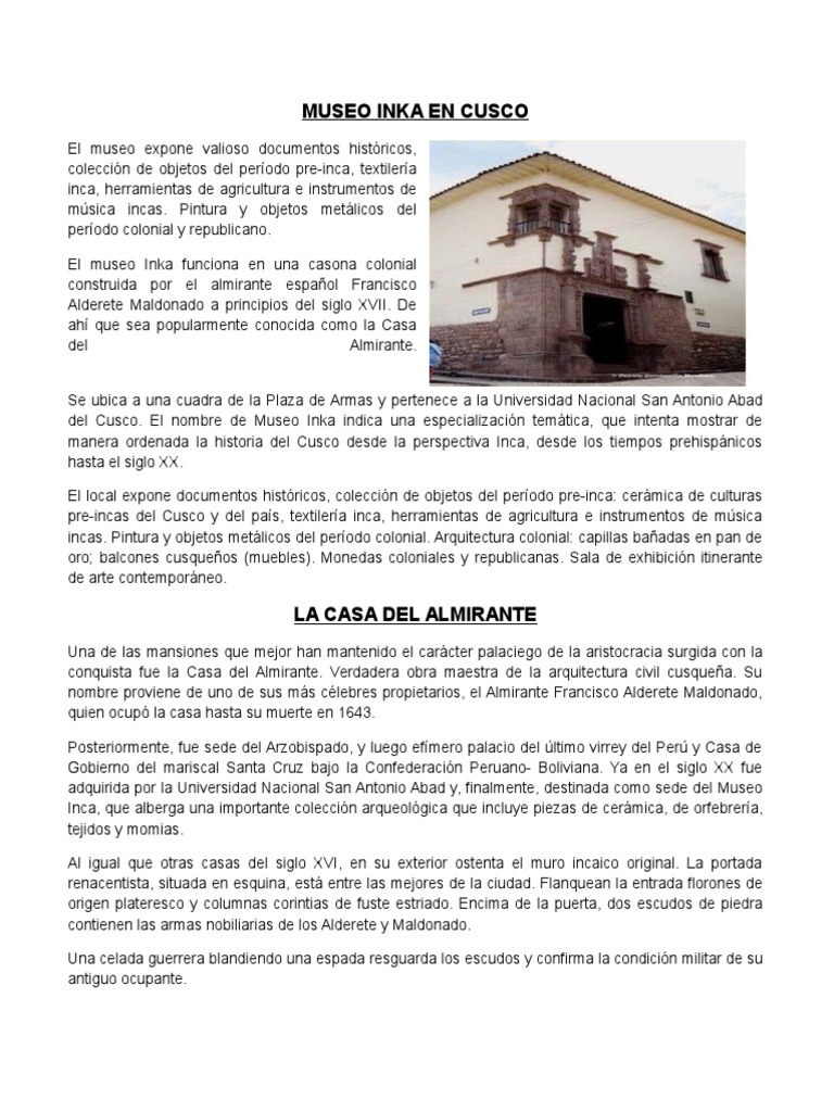Museo Inka en Cusco | PDF | Imperio Inca | Museo