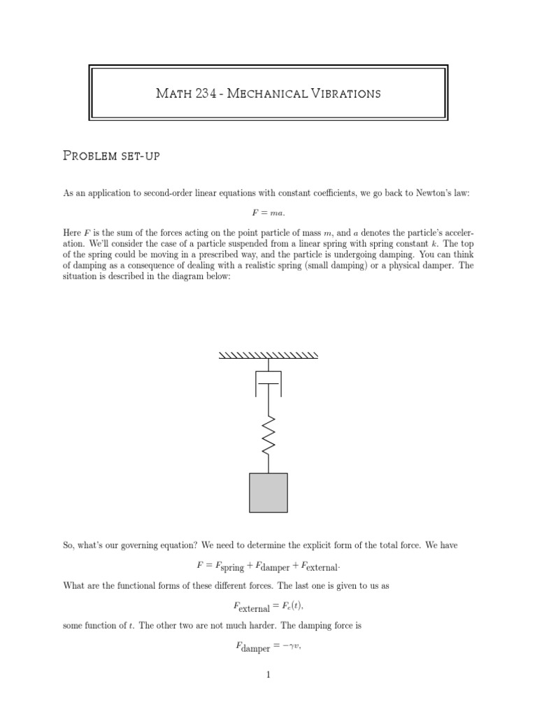 Mechanical Vibrations Overview | PDF | Equations | Force