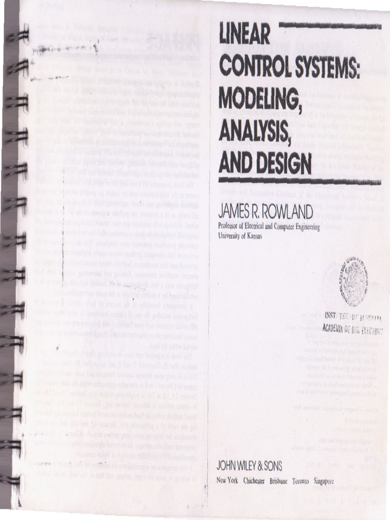Linear Control Systems, Modeling, Analysis and Design PDF Stability