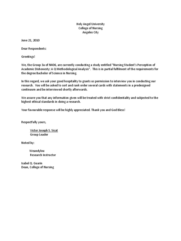 Letter To The Respondents PDF