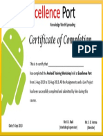 Certificate of Completing Android Workshop