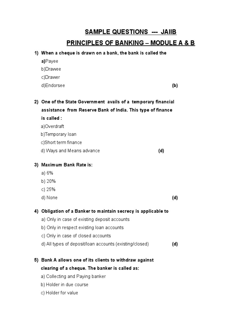 Notes Mcq's-Jaiib Banking | PDF | Cheque | Banks