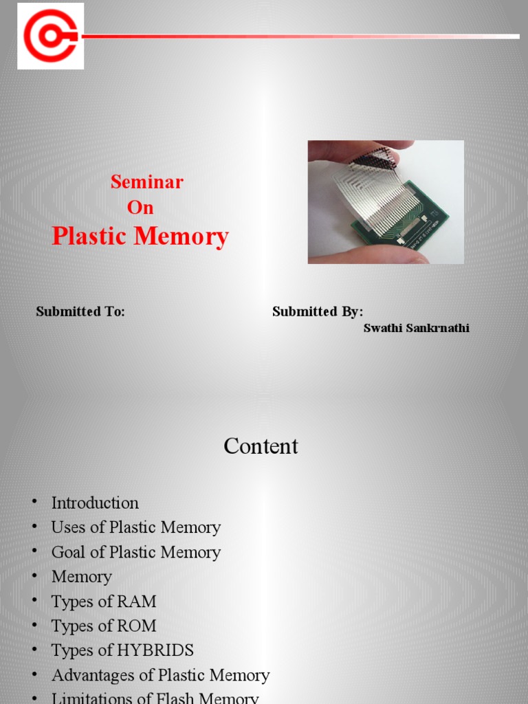 Plastic Memory Ppt | Computer Memory | Read Only Memory