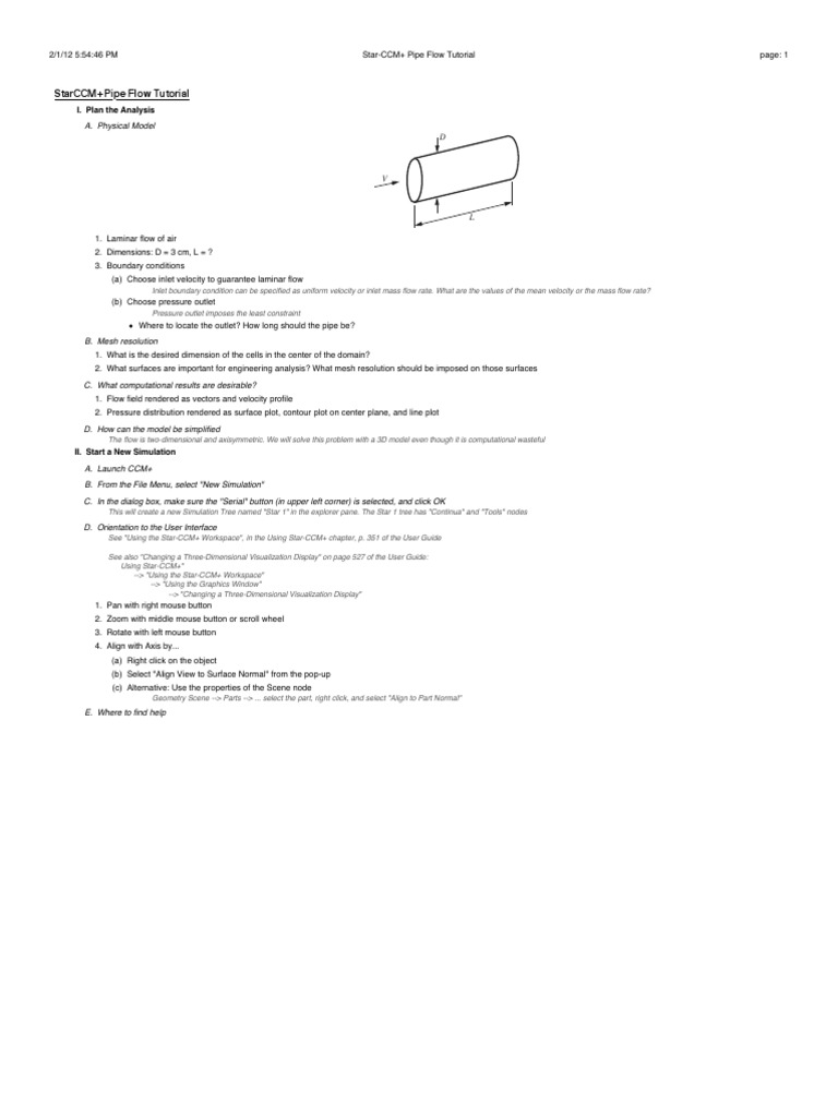 Pipe Flow Star CCM Tutorial PDF | PDF | Teaching Methods & Materials