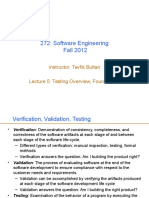 272: Software Engineering Fall 2012: Instructor: Tevfik Bultan Lecture 5: Testing Overview, Foundations