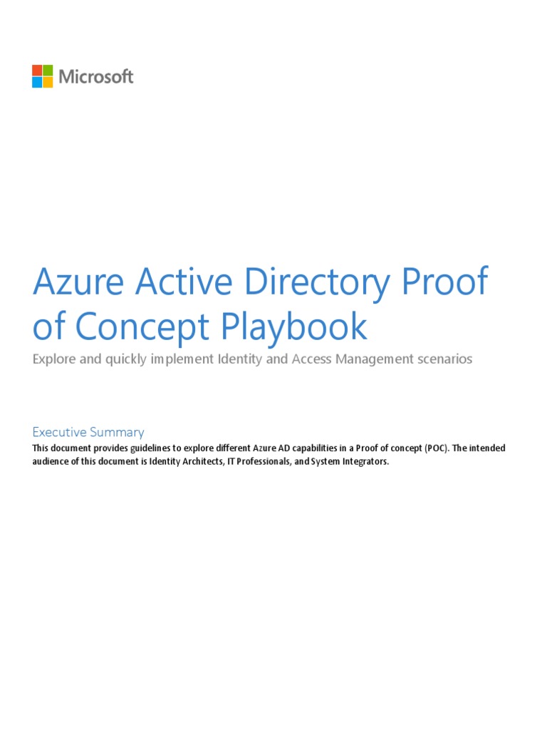 Azure Active Directory Proof of Concept Playbook | PDF | Active ...