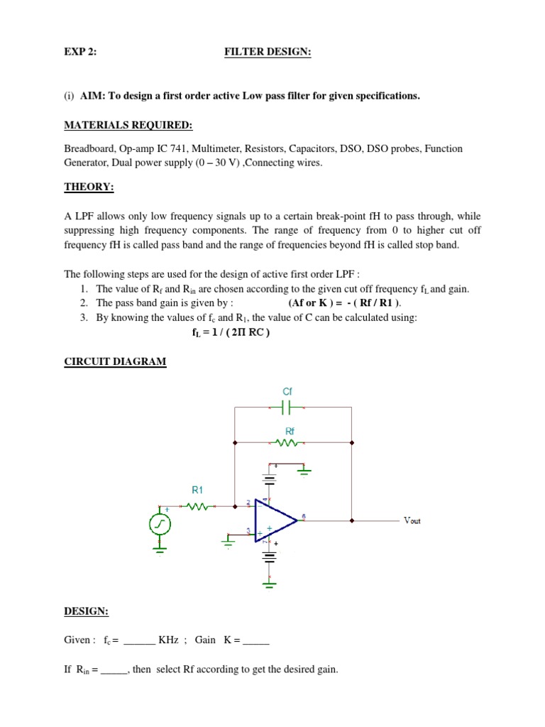 LIC FLEXI Lab Manual Second Experiment Student Copy-3 | PDF | Low Pass ...