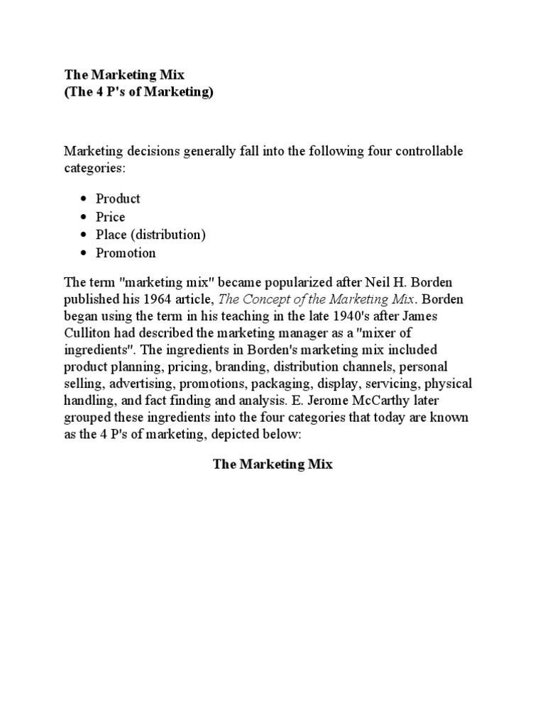 4 P's of Marketing | PDF | Marketing | Pricing