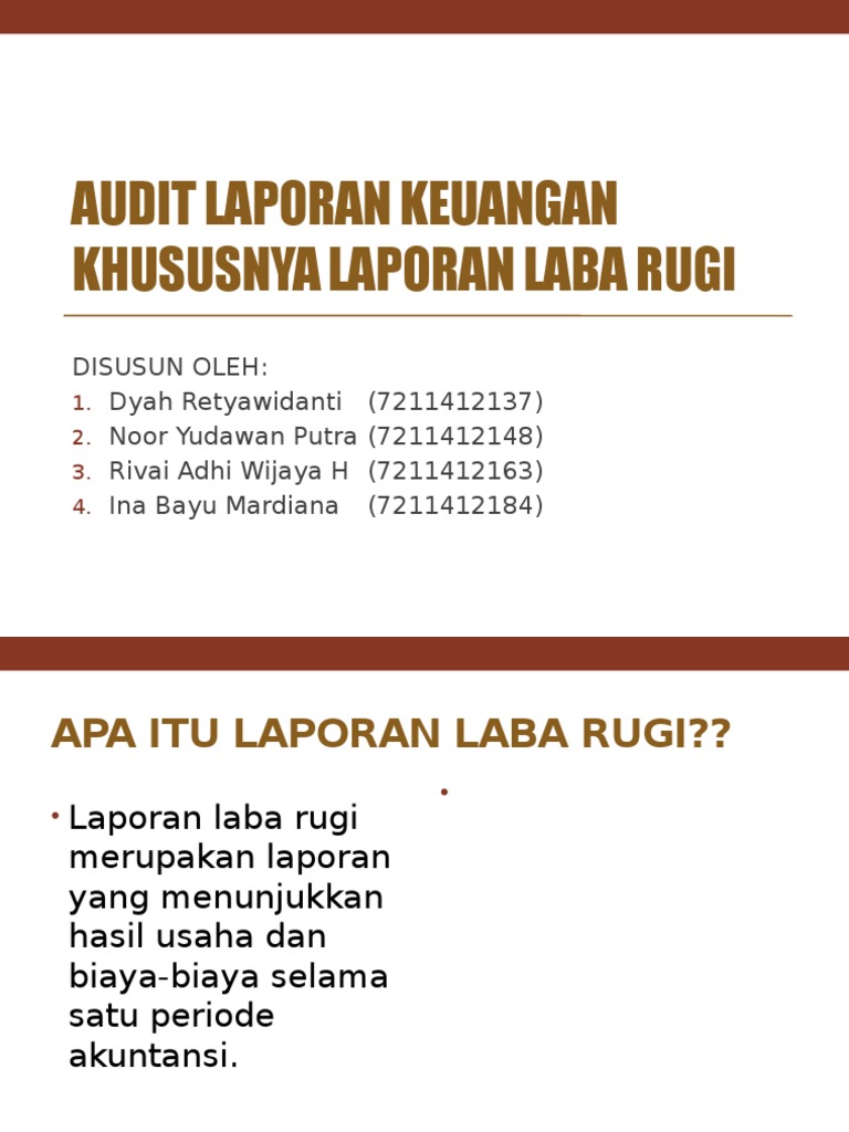 Prosedur Audit Laporan Laba Rugi | PDF
