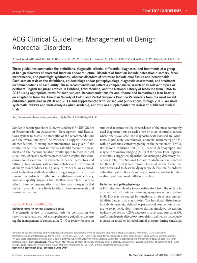Acgguidelinebenignanorectaldisordersaugust2014pdf - 