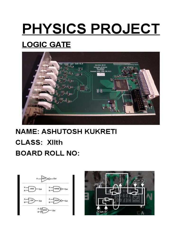 Physics Project CBSE CLASS XII LOGIC GATES 2017 PDF Boolean Algebra