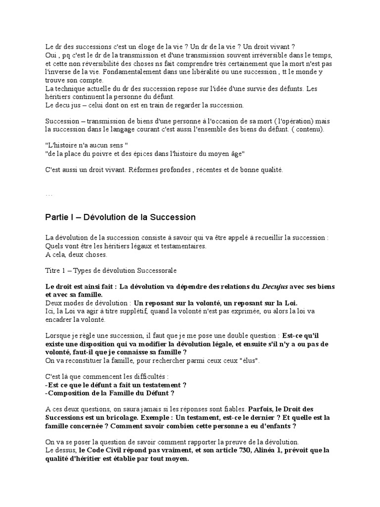 Dsuccessions Pdf Testament Droit Loi Commune