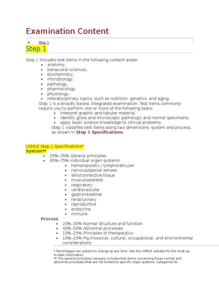 NBME Exam Content PDF