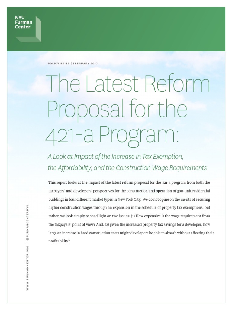 421-a Program Reform Impact Analysis | PDF | Net Present Value | Taxes