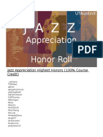 UT AustinX Jazz Appreciation Honor Roll - 2016