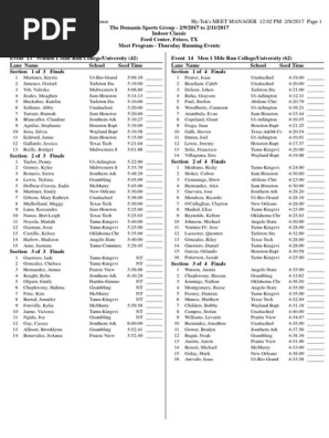Duamis Sports Group Classic (Meet Program - Running Day 1)