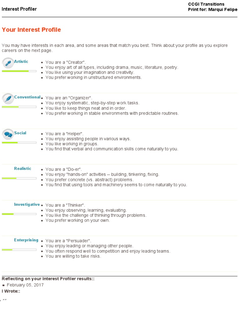Interest Profiler | PDF
