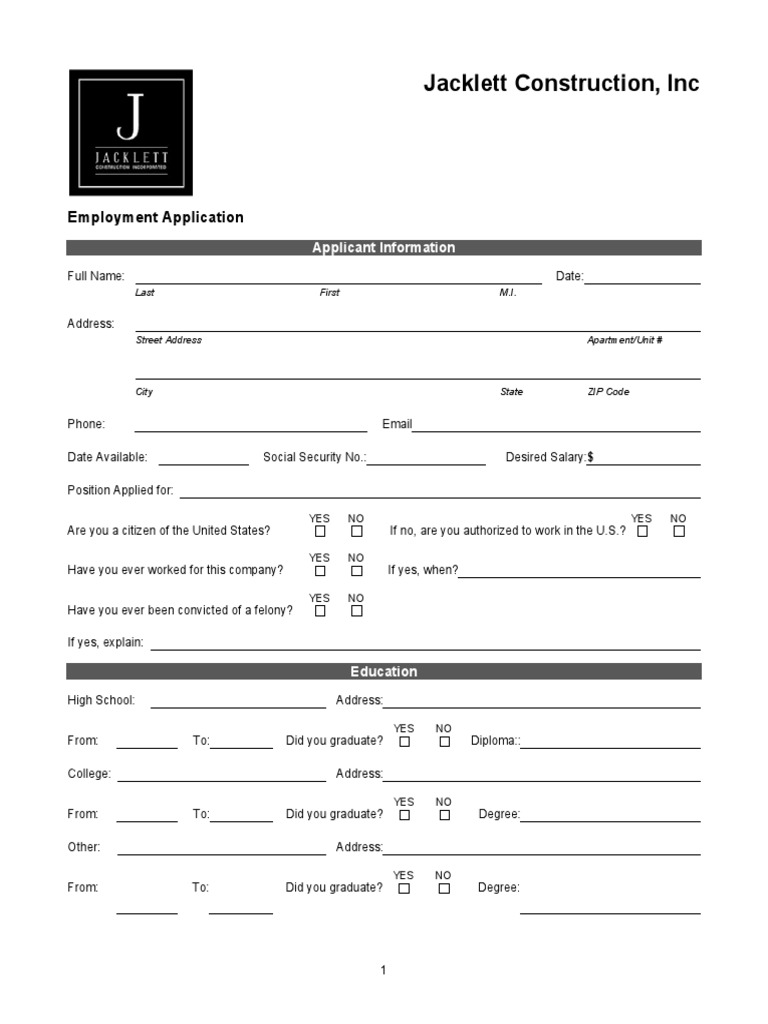 JCI Employment Application | PDF | Military Discharge | Government