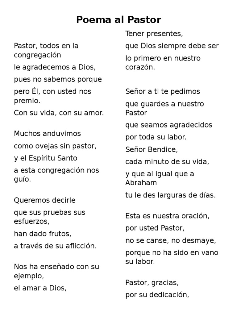 Poema Al Pastor | Oración | Dios