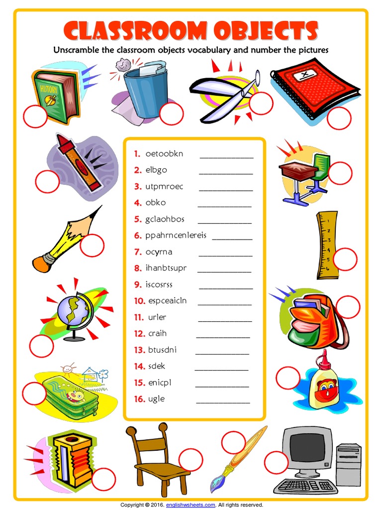 classroom-objects-unscramble-the-words-pdf