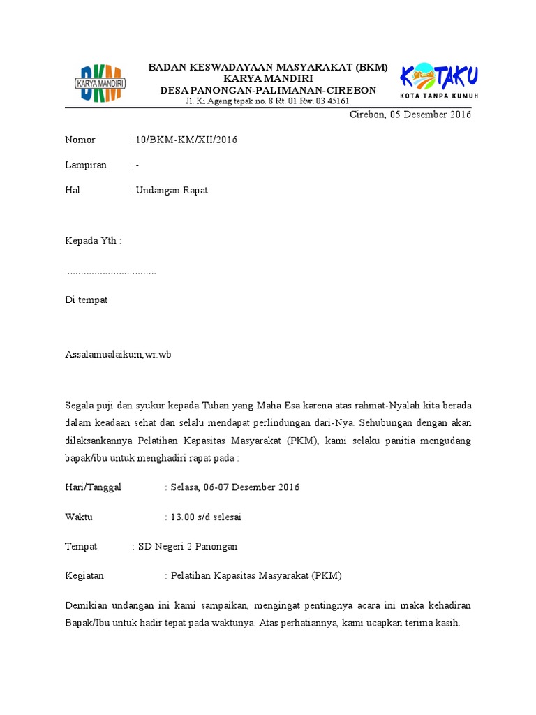 95 Koleksi Contoh Undangan Bkm Terbaru