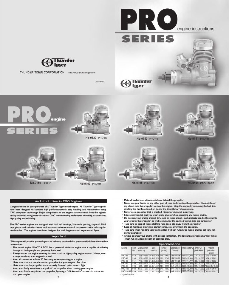 Thunder Tiger PRO Engine Overview | PDF | Carburetor | Throttle
