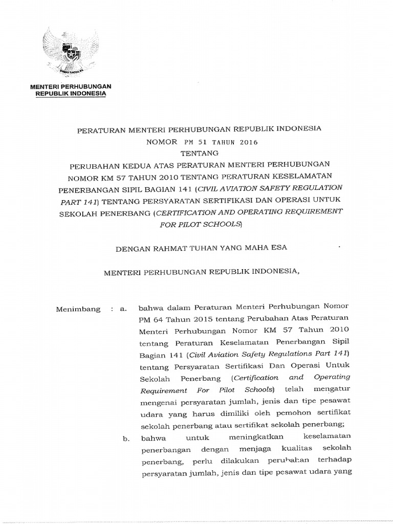 CASR Part 141 Amdt. 3 Certification and Operating Requirement For