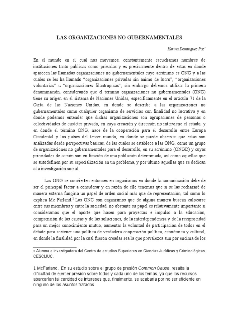 Las Organizaciones No Gubernamentales KarinaDominguezPaz