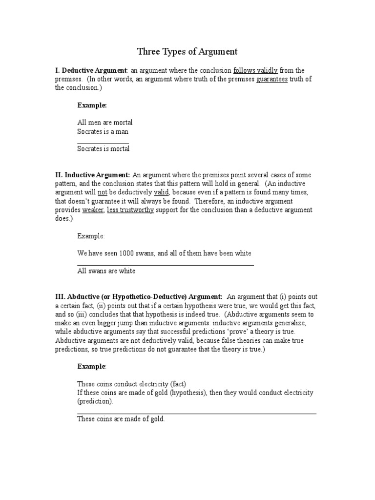 Types of Arguments Explained | PDF