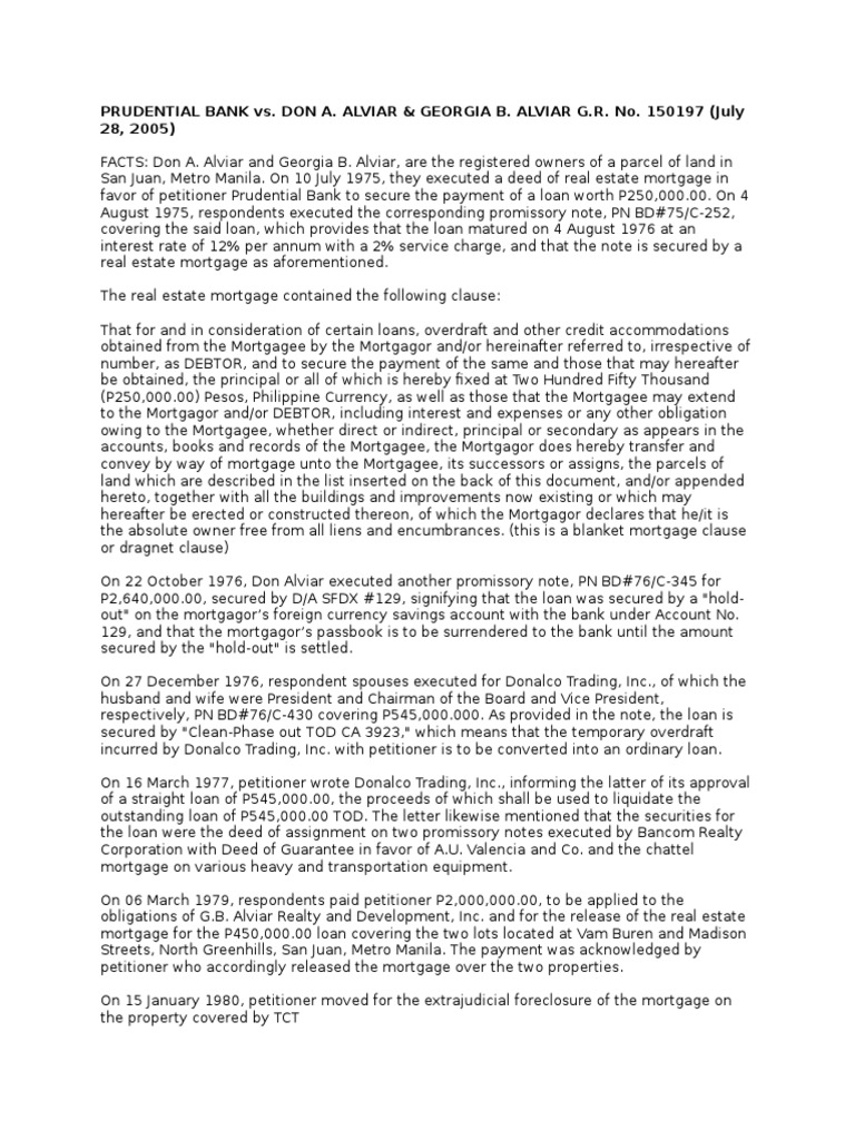 The Limits of a Blanket Mortgage Clause The Reliance on Security Test PDF Mortgage Law