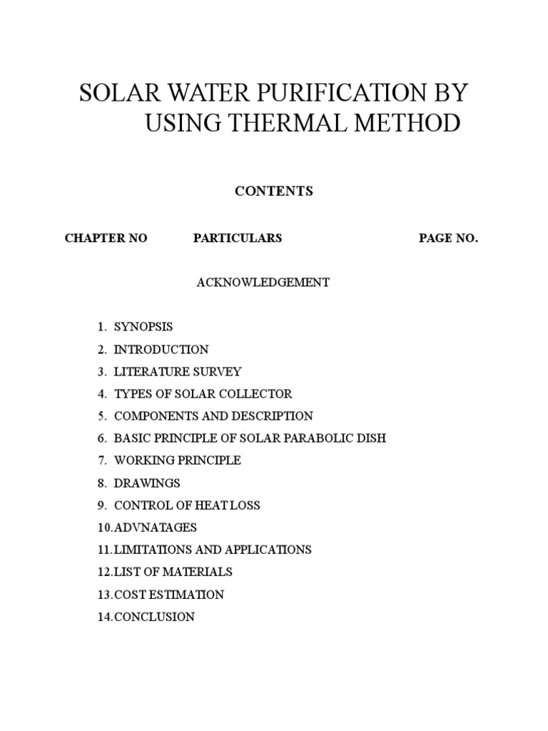 Solar Thermal Water Purification Guide | PDF | Solar Energy | Nature