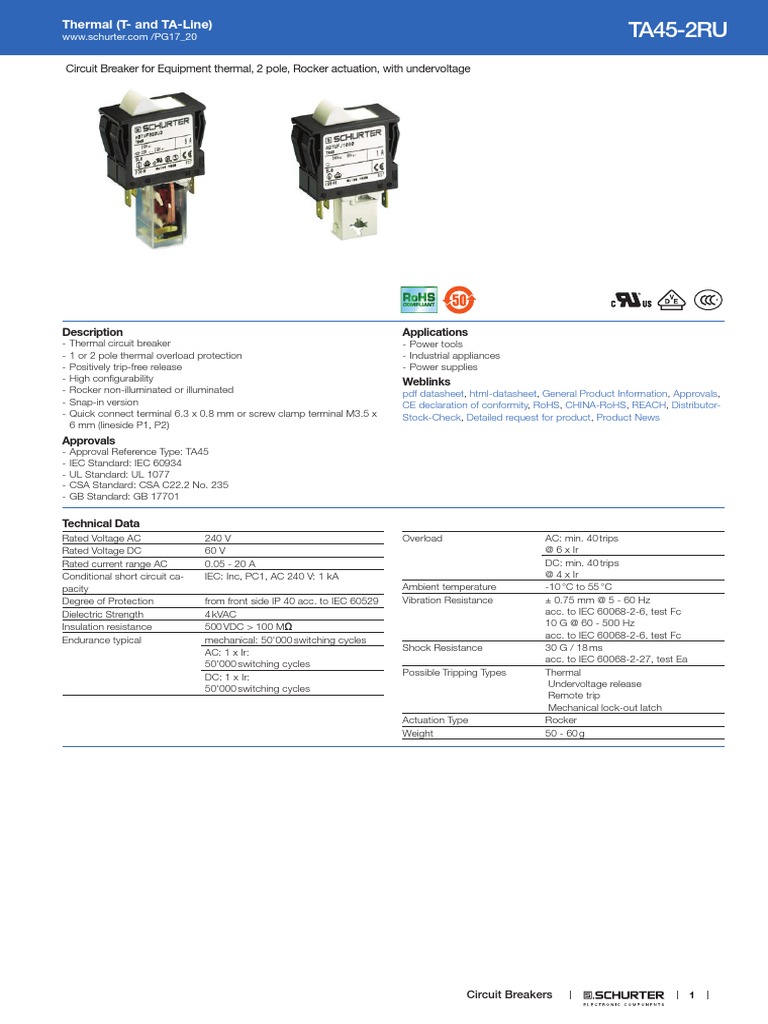 Schurter TA452RU PDF Power Engineering Force