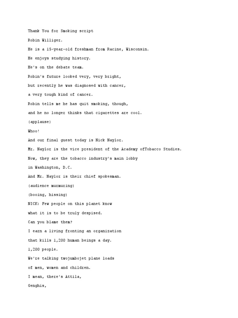 Script_Thank You for Smoking.pdf Smoking Cigarette